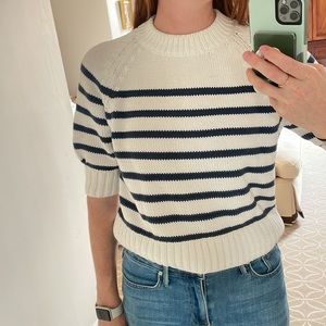 Charl Navy and white 3/4 length sleeve summer sweater, size small